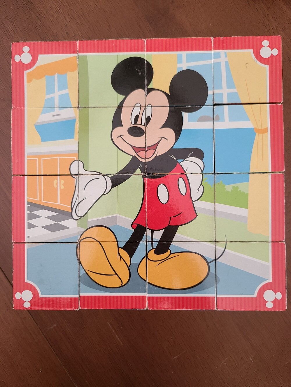 Melissa & Doug Disney Mickey Mouse 16 Pc Wooden Cube 6-in-1 Puzzle Tray Set